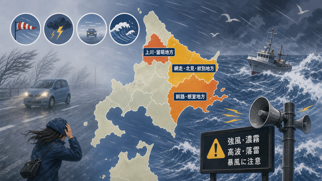 日本多地發布氣象警報 提醒民眾留意強風、濃霧與高波