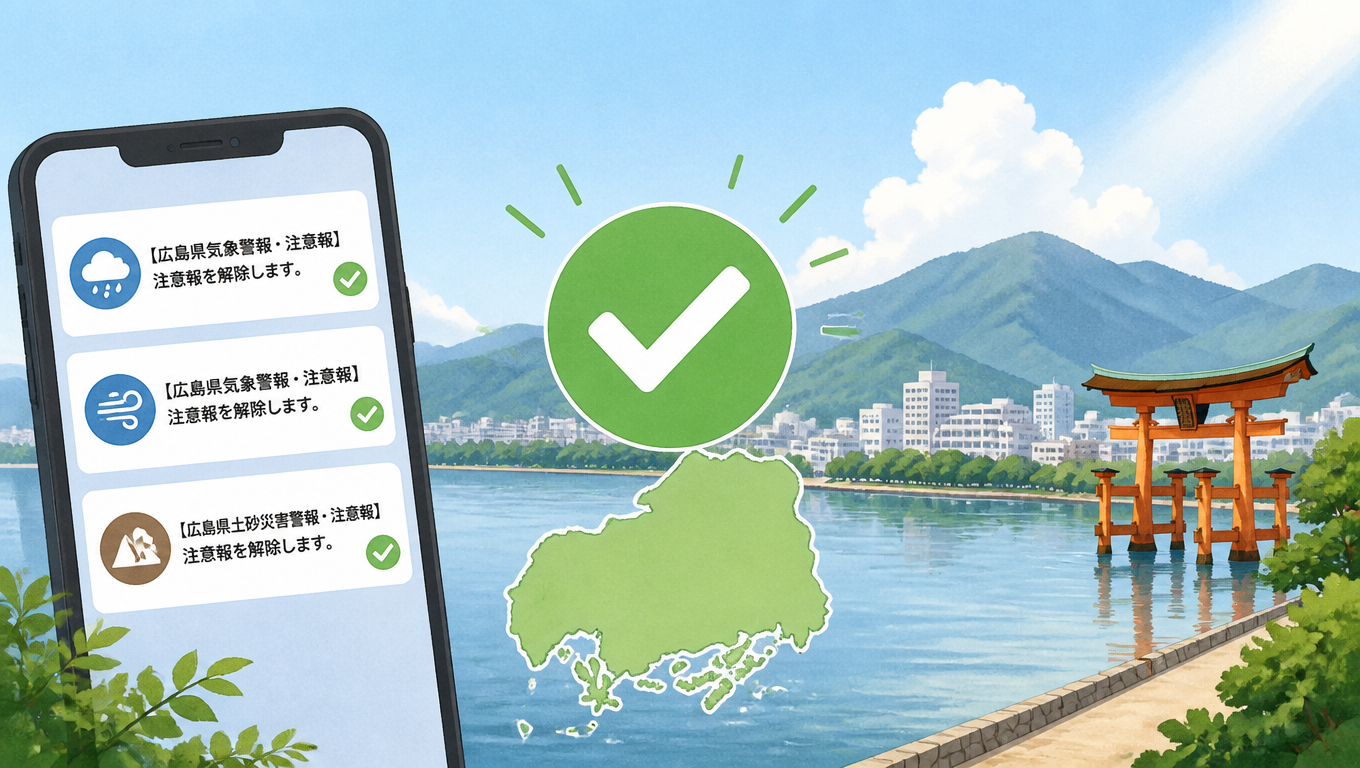 廣島縣解除氣象與土砂災害注意報
