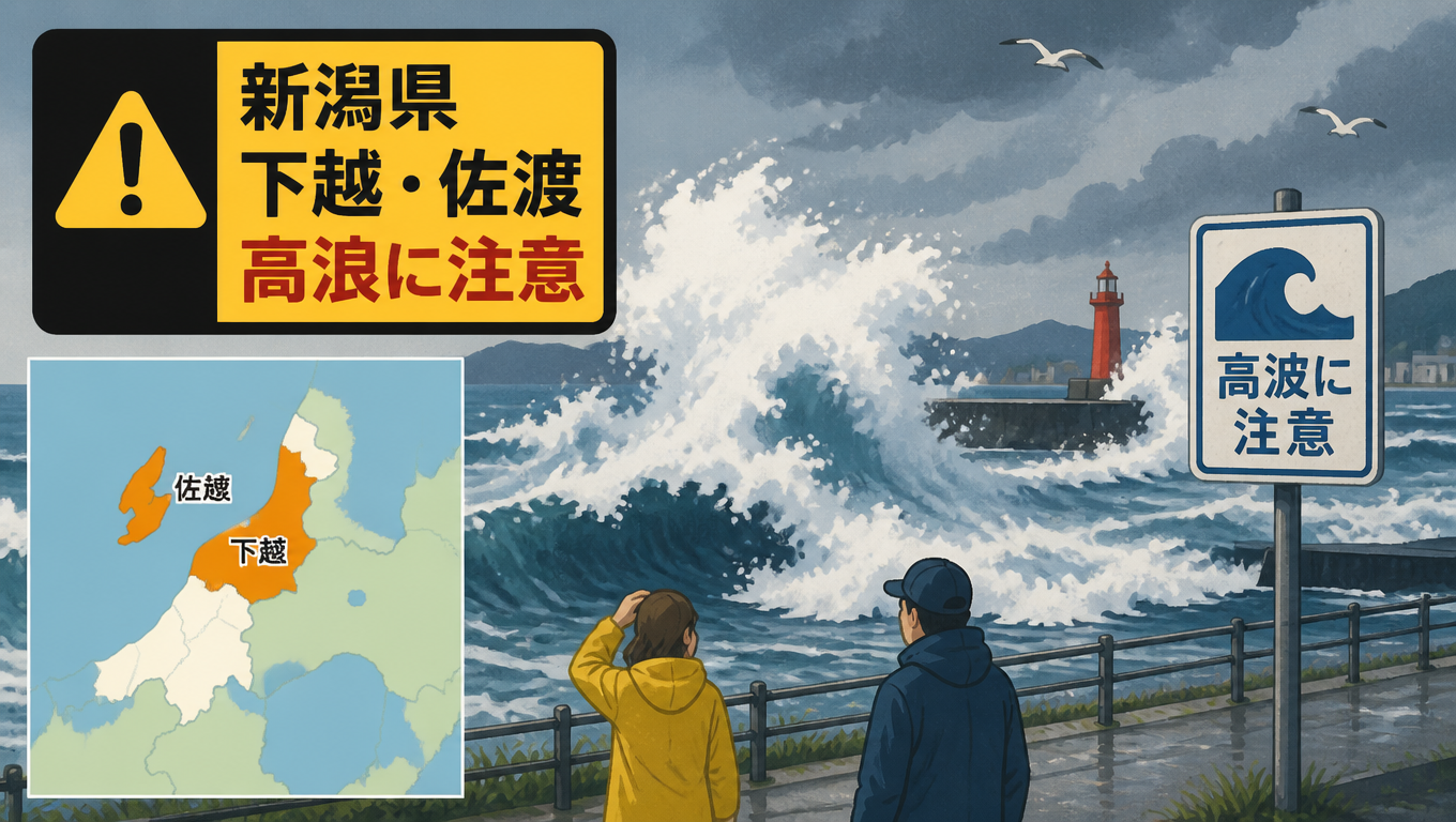 新潟縣下越與佐渡地區發布高浪警報・注意報