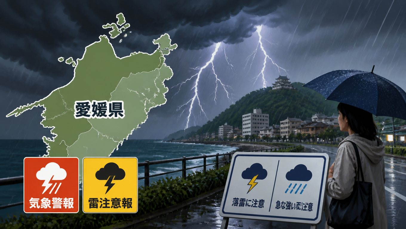愛媛縣發布氣象警報與雷電注意報 提醒民眾留意落雷及強降雨