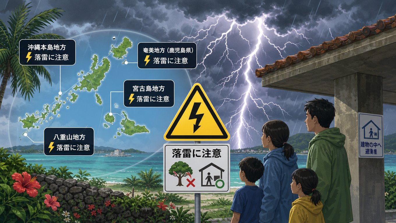 沖繩、奄美地區發布氣象警報 提醒民眾注意落雷
