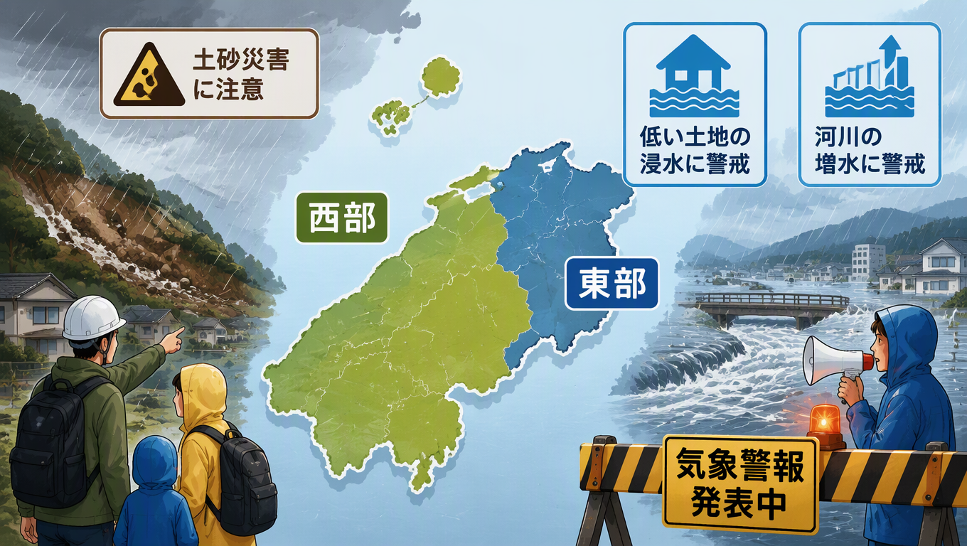 島根縣發布氣象警報 東部須防低窪淹水與河川水位上漲 西部留意土石災害