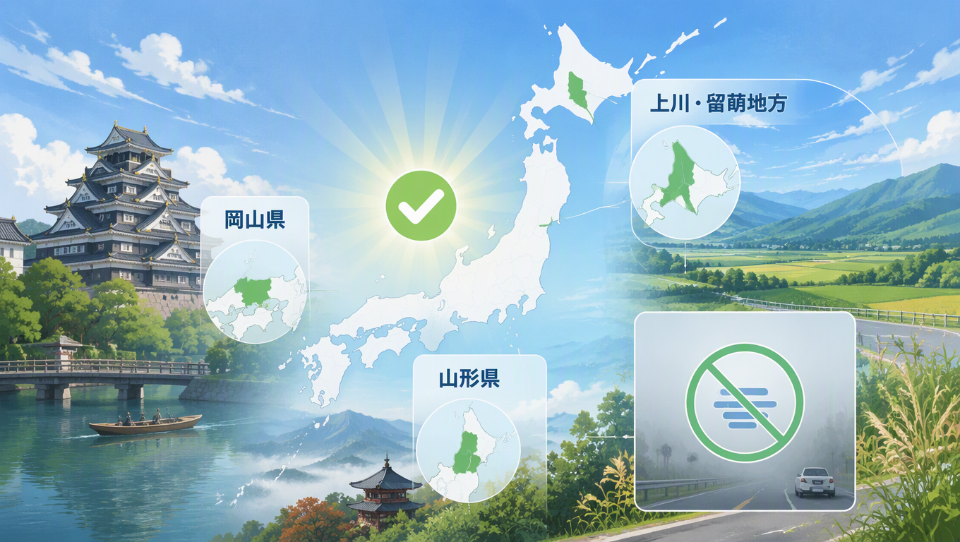 日本岡山、山形、上川・留萌地區氣象注意報解除