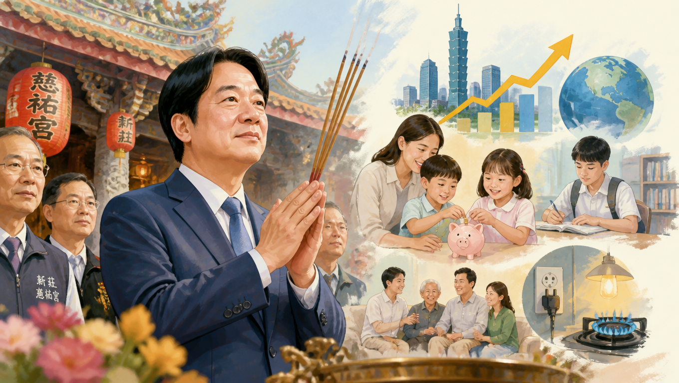 賴清德總統赴新莊慈祐宮參香祈福 強調經濟成長與照顧人民
