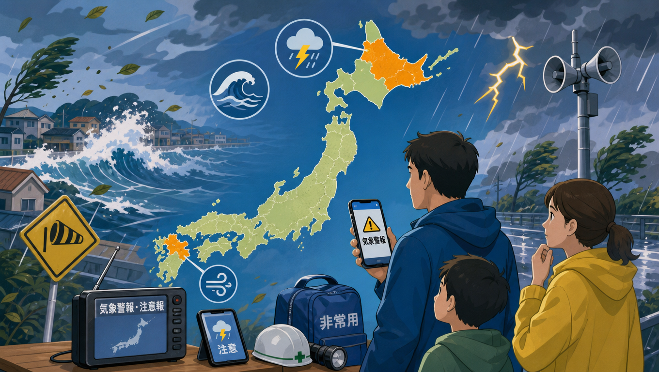 日本多地發布氣象警報 提醒民眾注意強風、落雷與突發強降雨