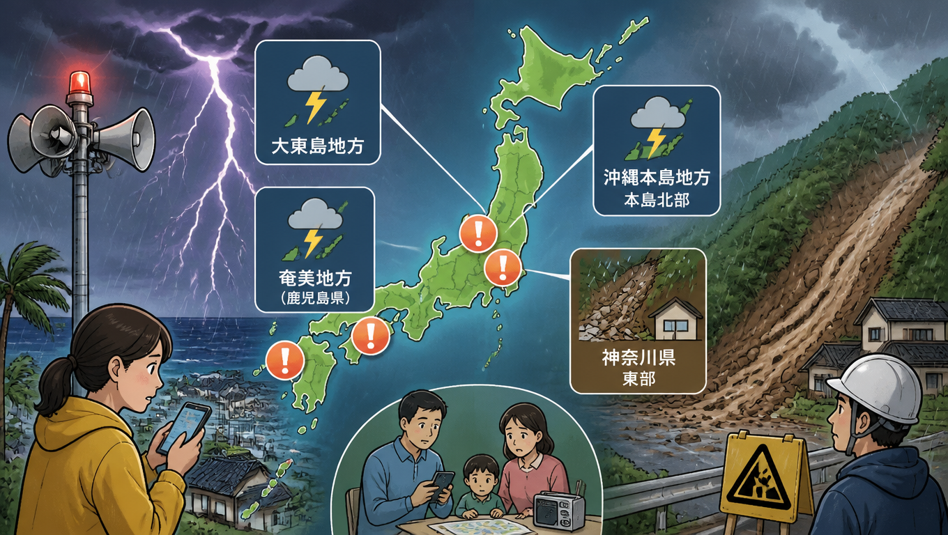 日本多地發布氣象警報 提醒民眾注意落雷與土石流