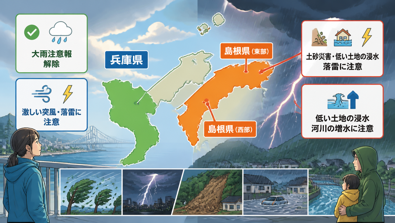 兵庫縣解除大雨注意報,兩地仍需防範劇烈天氣