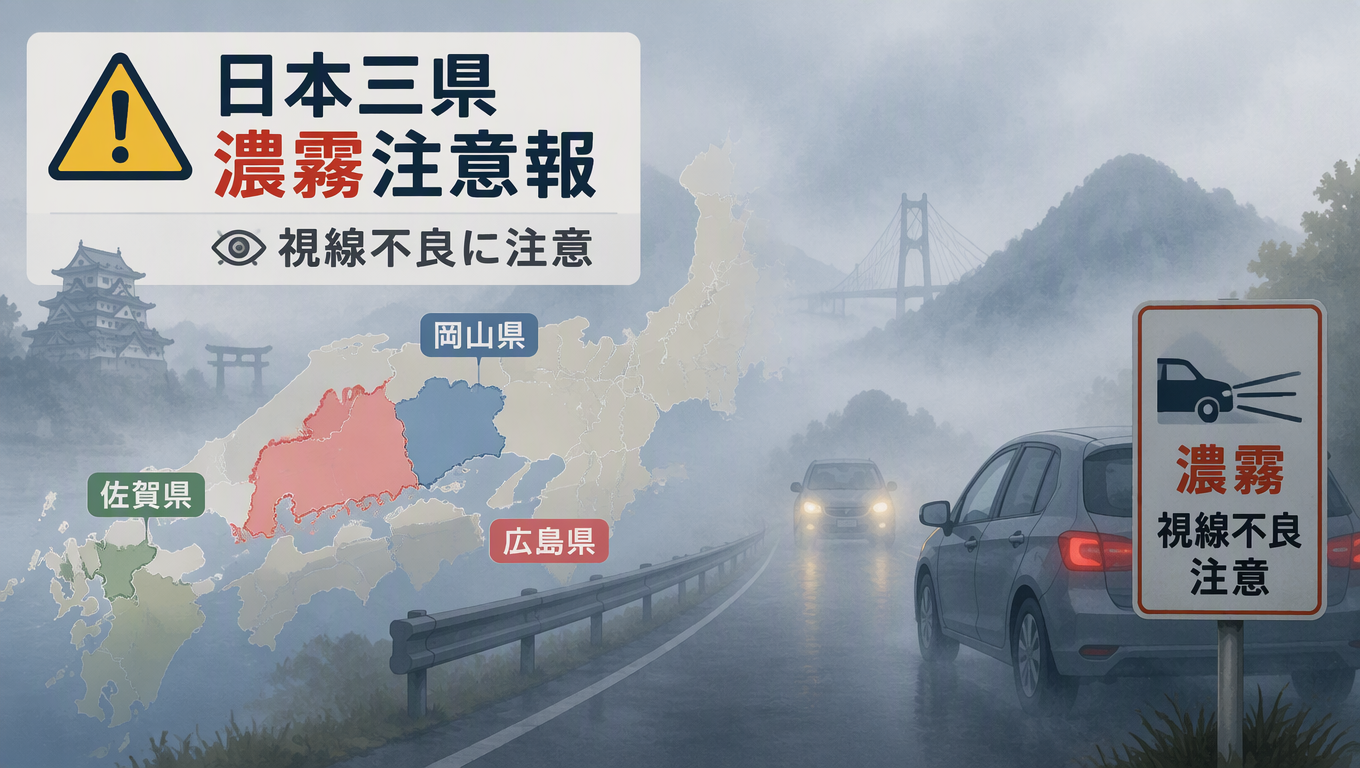 日本三縣發布濃霧注意報 提醒民眾注意視線不良